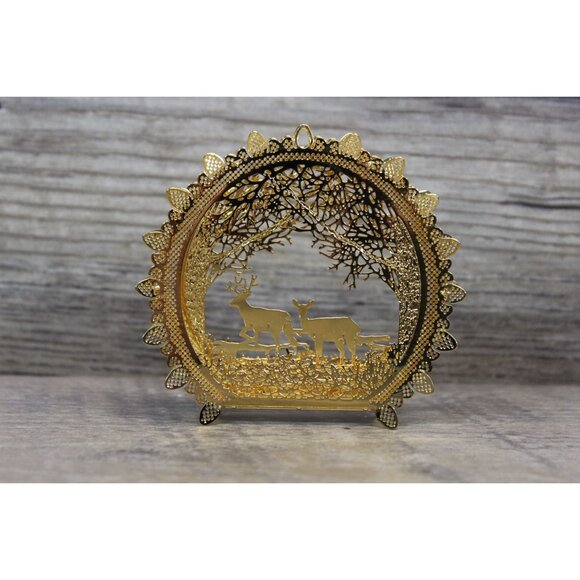 Danbury Mint gold plated brass filigree holiday keepsake ornament set of 3‎ - Picture 5 of 16